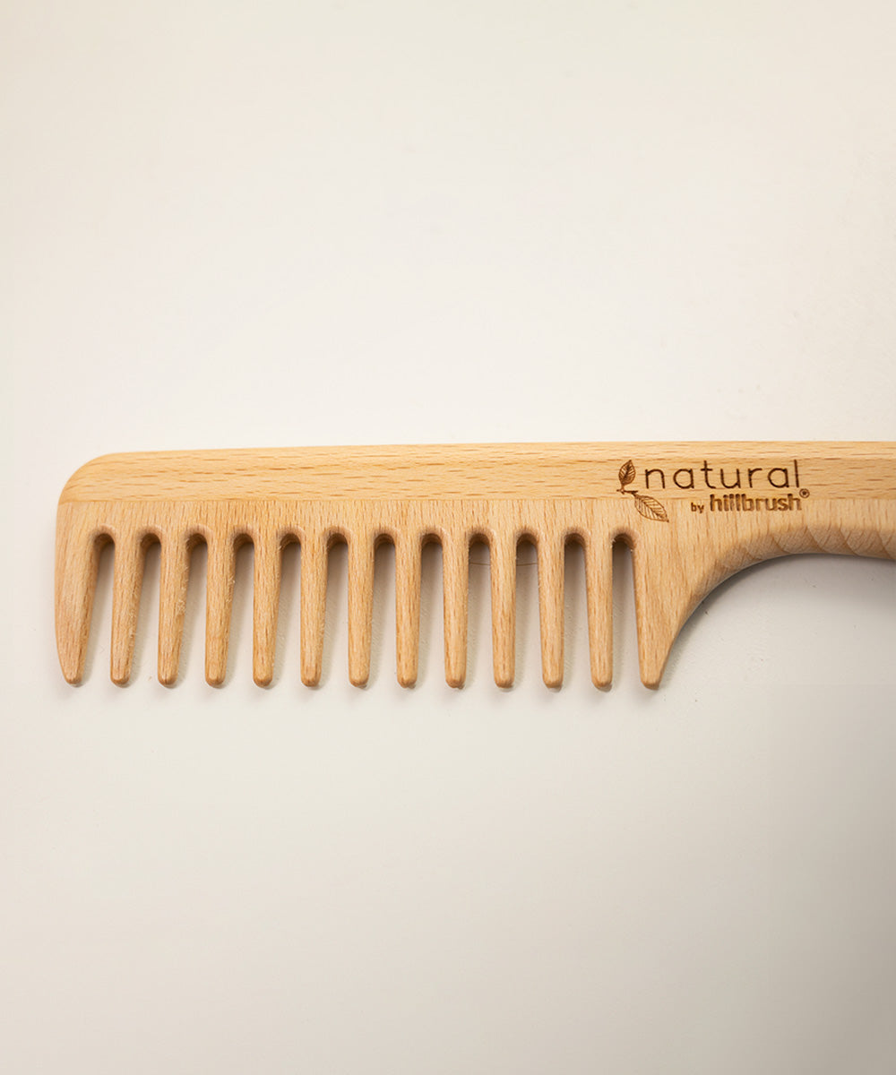 Natural by Hillbrush 100% Biodegradable Wide Tooth Comb With Handle